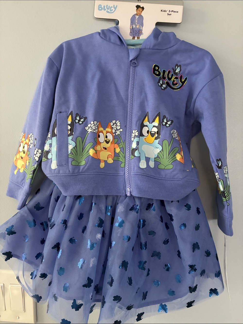 Lucy Lavender Bluey Hoodie and Butterfly Tulle Skirt Set